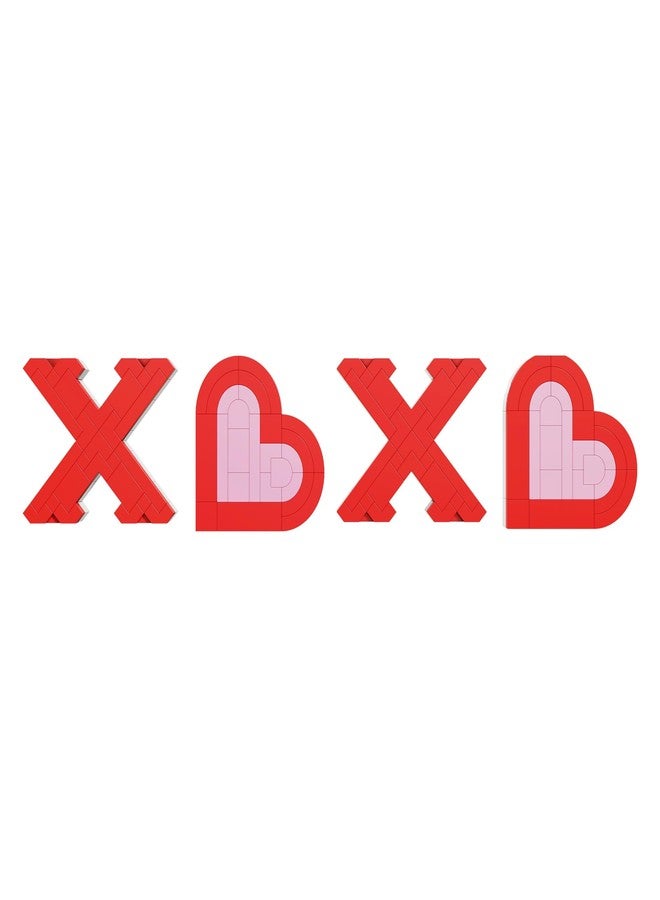 Brickcraft Bricktanicals XOXO Valentines Day Building Set 244 Pieces Heart Letter Display Decor Romantic Construction Kit Gift for Couples Home Shelf Desk Decoration Ages 8 and Up Valentine Gift Idea - Image 3